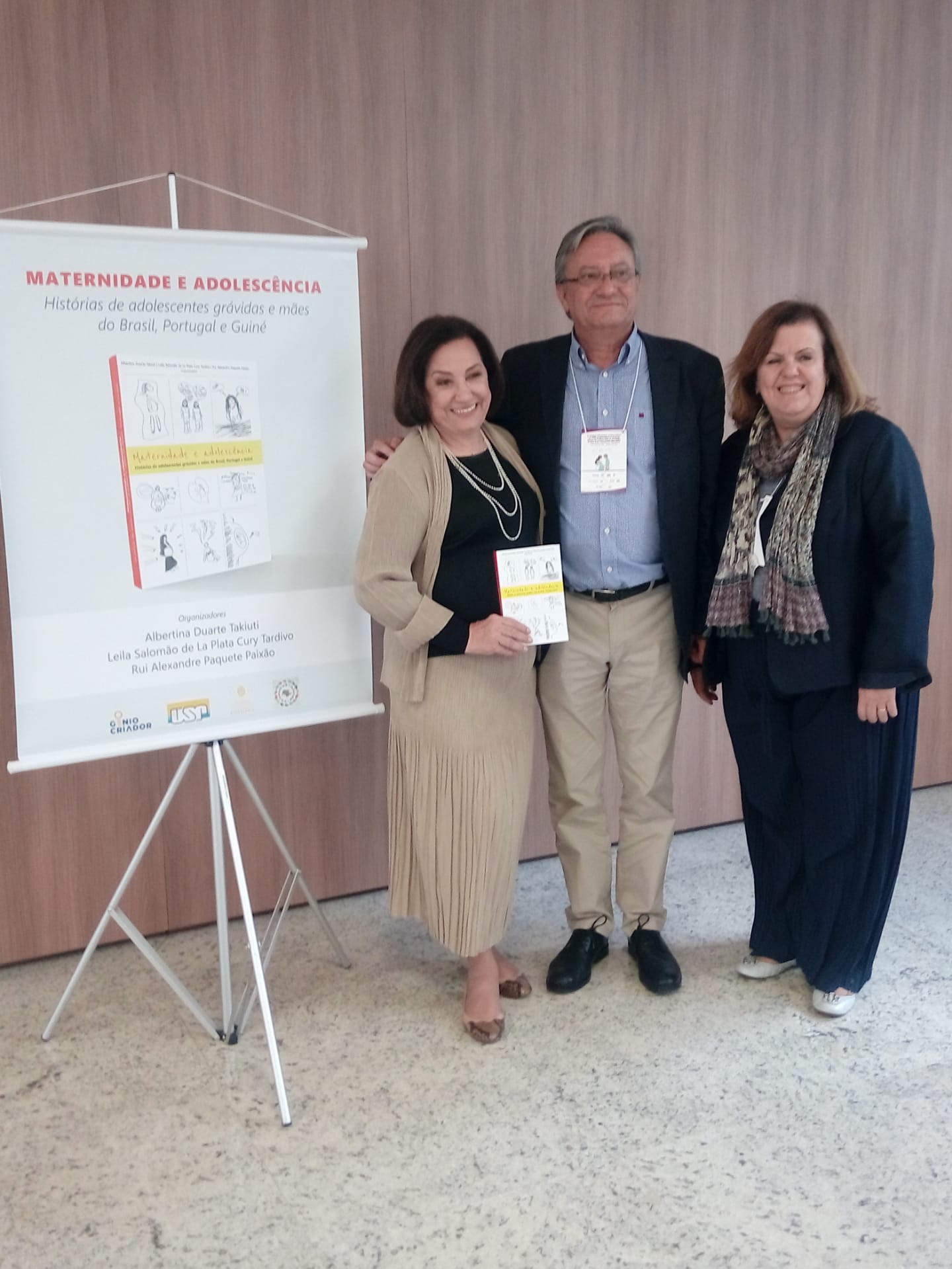 Albertina Takiuti, Rui Alexandre, e Leila Tardivo no lançamento de 